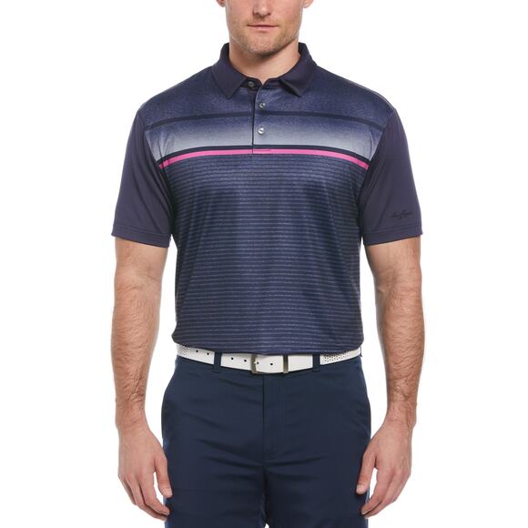 NEW Ben Hogan Men's size Small Blue Striped Short Sleeve Golf Polo Sun Shirt - Picture 1 of 2